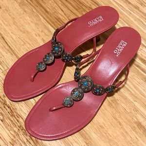 EUC Franco Sarto Embellished kitten Heel Sandals